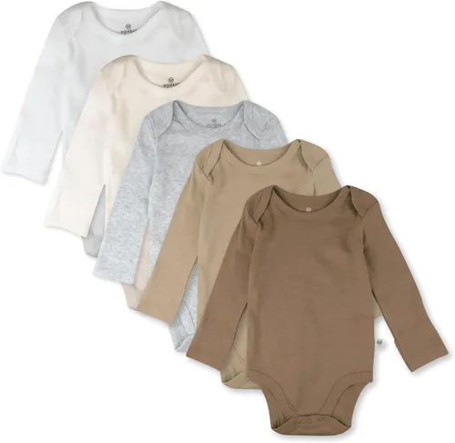 Vista 2 de HonestBaby Baby-girls - Paquete de 5 mamelucos de manga larga de una pieza 100% algodón orgánico para bebés y niñas Negro