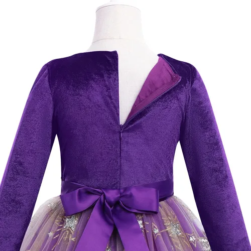 Vista 6 de Vestido de terciopelo de invierno para niñas, vestido de fiesta de Navidad, vestido de baile de manga larga, vestidos de noche de boda para niños