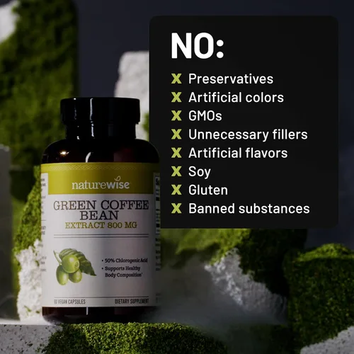 Vista 8 de NatureWise Extracto de grano de café verde, cápsulas de grano de café verde puro de 800 mg con 50% de soporte de ácido clorogénico