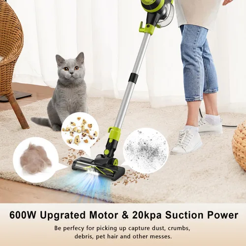 Vista 2 de Intercleaner Aspiradora con cable de 23 pies, 2 modos de operación, potente barra de succión, tubo ajustable de 19 a 30 pulgadas, aspiradora de mano