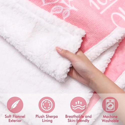 Vista 5 de Regalos para el día de la madre de hija, hijo o niño, acogedora manta con capucha de forro polar Sherpa rosa, regalo de cumpleaños único para mamás