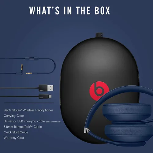 Vista 7 de Beats Studio3 - Auriculares inalámbricos Bluetooth - Azul/Core (renovado)