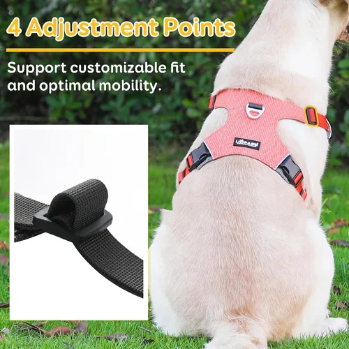 Vista 2 de LIOPARD Arnés para perro, arnés para mascotas fácil de caminar sin tirones, con 2 clips para correa, chaleco reflectante suave acolchado ajustable