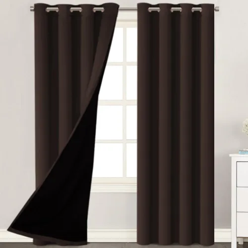 Vista 11 de H.VERSAILTEX Paneles de cortina 100% opacas de 45 pulgadas de largo, con aislamiento térmico, cortinas opacas con forro para dormitorio, dos capas