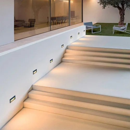 Vista 7 de Lámpara de pared moderna para escaleras, 6 W, con rejilla horizontal, placa frontal para interiores y exteriores, impermeable, color gris