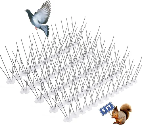 Vista 9 de REMIAWY - Púas para palomas y pájaros pequeños, púas disuasorias para exteriores para mantener alejadas a las ardillas y gatos, alambre de acero