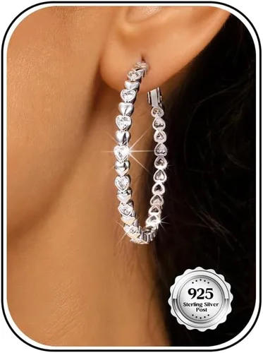 Vista 17 de Aretes de aro grandes de plata de ley 925 para mujer, 0.787/1.181/1.575 Circonita trenzada dorada