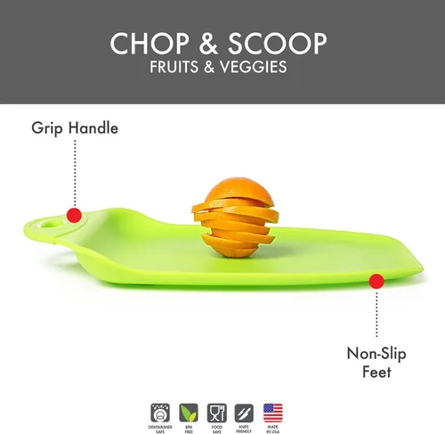 Vista 7 de Dexas Tabla de cortar Chop & Scoop de 9.5 x 13 pulgadas, verde sólido, 322-J383