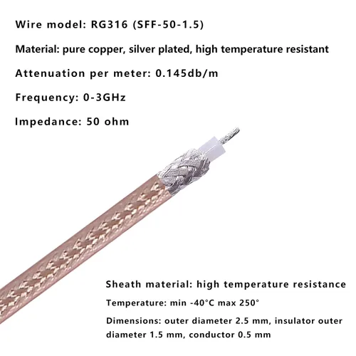 Vista 5 de XMSJSIY SMA macho a Dupont cable coaxial de prueba coaxial conduce cable conector adaptador cable de extensión (rojo+negro)-1 unids