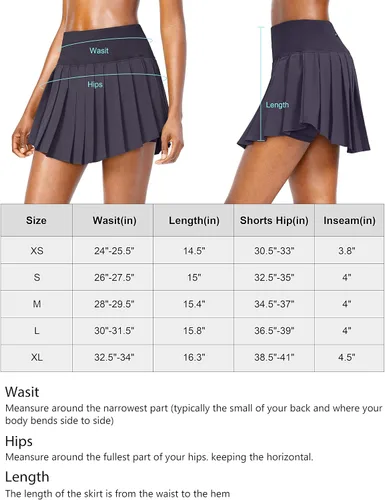 Vista 7 de SANTINY Women's Pleated Tennis Skirt 4 Pockets High Waisted Skort with Shorts Athletic Golf Skorts Skirts for Women