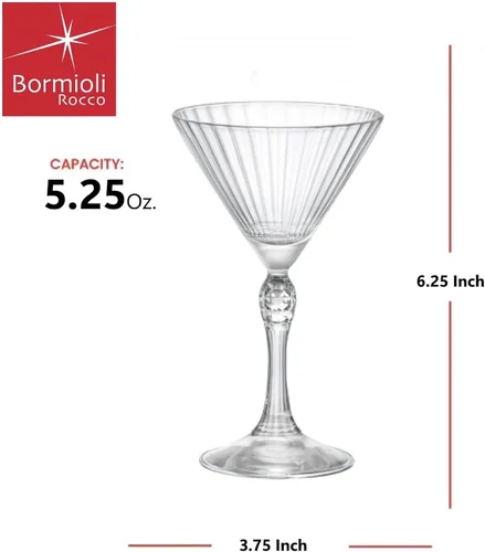 Vista 2 de Bormioli Rocco America '20s Copas Pequeñas de Martini de 5.25 oz, Transparentes, Juego de 4