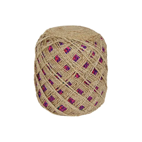 Vista 2 de Reposapiés Home ESPRIT Marrón Multicolor Yute 40 x 40 x 45 cm