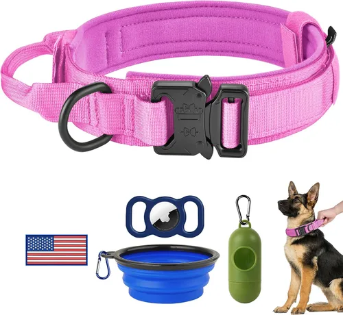 Vista 10 de HYDEME Collar táctico ajustable para perro, collar de nailon de entrenamiento militar con mango de control y hebilla de metal pesado para perros