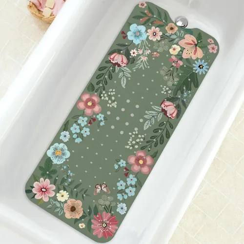 Vista 13 de Alfombra para Bañera Antideslizante, Alfombra Bohemia Cuadrada para Bañera y Piso de Ducha con Ventosas para Adultos, Niños y Ancianos, 21 x 21
