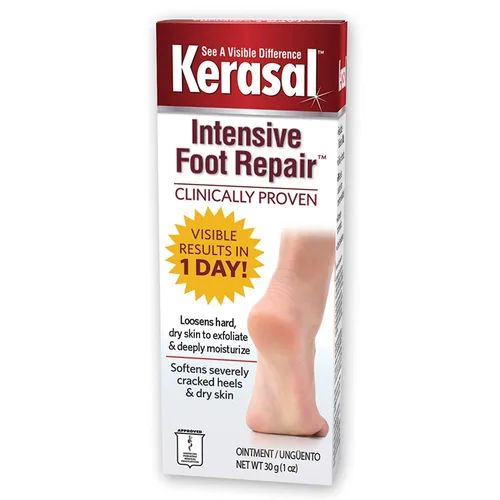 Vista 2 de Kerasal Reparación intensiva de pies, ungüento curativo de la piel para talones agrietados y pies secos, 1 onza (paquete de 24)