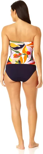 Vista 3 de Anne Cole Top de natación tipo tankini con nudo frontal fruncido para mujer