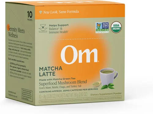 Vista 12 de Om Mushroom Superfood Mezcla de café en polvo de hongos, porción única, 10 unidades, granos arábica orgánicos, melena de león, cordyceps, cola