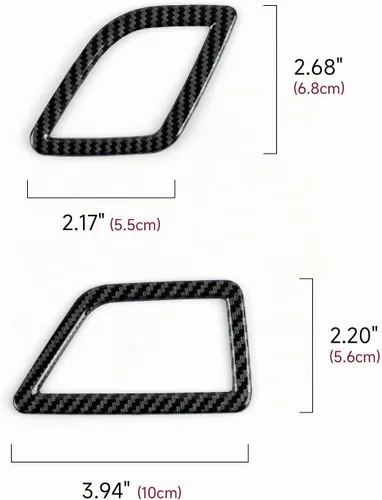 Vista 6 de 2 piezas de calcomanías para rejilla de aire del salpicadero, estilo carbono, de ABS, para ajuste en las rejillas de aire acondicionado, para BMW