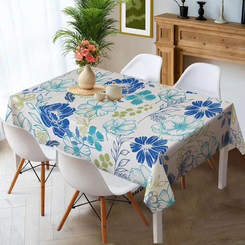 Vista 5 de Hexagram Mantel de verano de 60 x 84 pulgadas, mantel rectangular floral para temporada de granja para el hogar, picnic, cocina, comedor, decoración