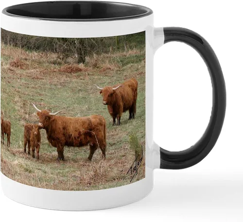 Vista 24 de CafePress Heilan Coo (Highland Cow) Taza de café de cerámica de 11 oz (11.0 fl oz)