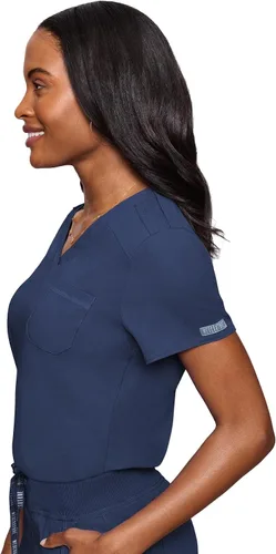 Vista 3 de Med Couture Touch - Camiseta médica con bolsillo en el pecho para mujer