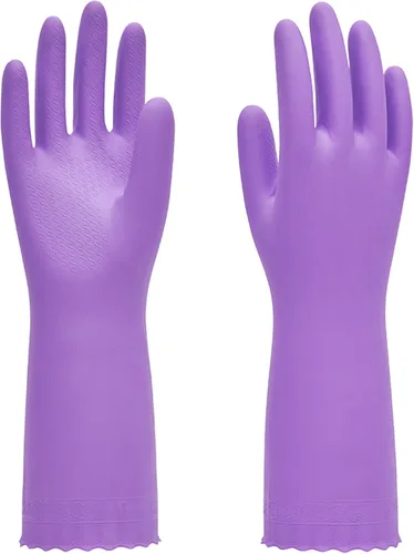 Vista 8 de PACIFIC PPE 2 pares de guantes de limpieza reutilizables para lavavajillas, hogar, cocina, forro de algodón, azul, talla S
