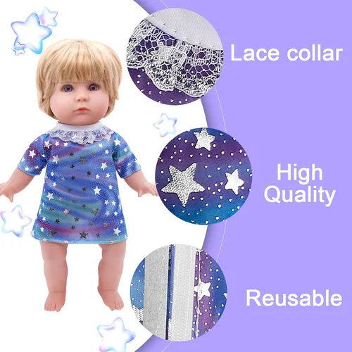 Vista 4 de Ropa y Accesorios para Muñecas Alive - Vestidos de Muñeca de Bebé que se Ajustan a Muñecas de Niña de 10, 11, 12 Pulgadas, 6 Conjuntos de Ropa