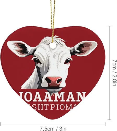 Vista 2 de Animales de granja, vaca, adorno de cerámica de Navidad, divertido adorno de árbol de Navidad, decoración de árbol de Navidad, hogar, oficina, árbol