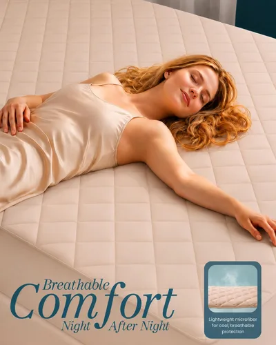 Vista 9 de Utopia Bedding - Cubrecolchón acolchado y ajustado, tamaño individual, protector y cubierta de colchón elástico con bolsillo profundo que se estira