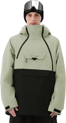 Vista 6 de Chaqueta de esquí para hombre 3L Anorak de snowboard, chamarra de nieve holgada con capucha, impermeable, cortavientos, aislante, para invierno