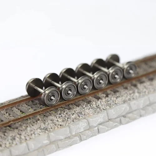 Vista 4 de 24pcs HO Escala 36 "Ruedas de Metal 1:87 Metal DC Ruedas Ejes de Metal C8721