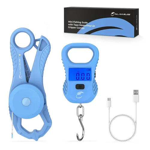 Vista 11 de Calamus Báscula de pescado ligera con carga USB, color negro