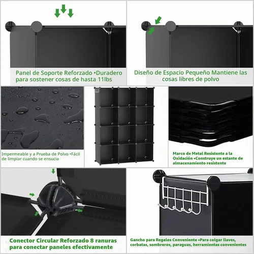 Vista 7 de C&Ahome - Organizador de clóset de almacenamiento para que lo montes tú mismo Negro