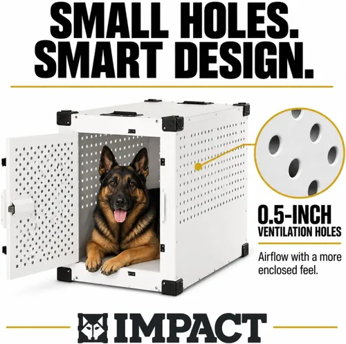 Vista 4 de Cajón Impact Indestructible para Perros de Alta Ansiedad para Perros Medianos - Perrera de Interior Resistente a Prueba de Escapes con Aluminio