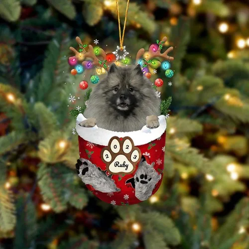 Vista 161 de Adornos personalizados de Pug cervatillo – Decoración personalizada para árbol de Navidad con patas de bolsillo de nieve