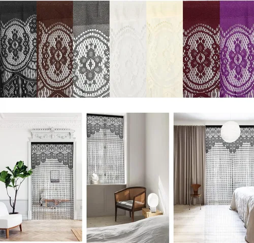 Vista 6 de HSYLYM - Cortina de puerta de encaje para privacidad, estilo macramé boho, para ventanas y como separador de paredes, cubre ventanas y puertas