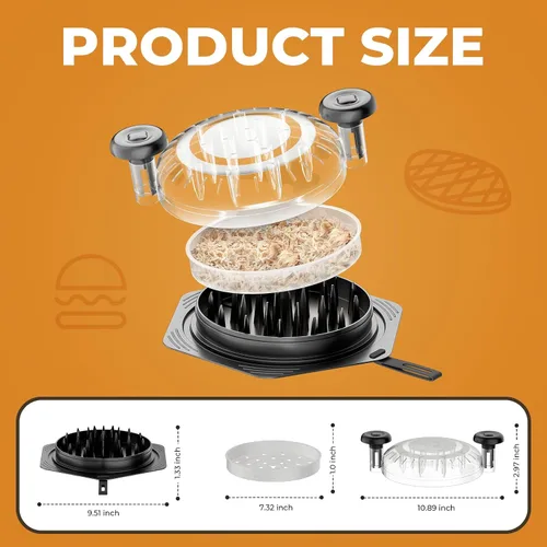 Vista 9 de Cleangor Herramienta de trituración de pollo Twist Grande, trituradora de carne libre de BPA con mango ergonómico, herramienta de trituración