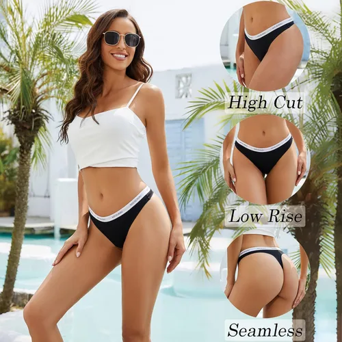 Vista 3 de MEIDAYAI Tangas de algodón para mujer originales, tangas de algodón transpirable, ropa interior elástica, paquete de 10