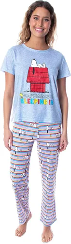 Vista 5 de INTIMO Peanuts Snoopy Happiness is Sleeping In Shirt and Pants - Conjunto de pijama para mujer Multi