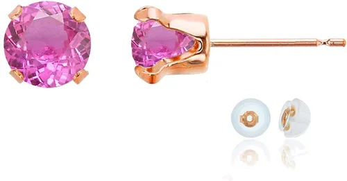 Vista 45 de Aretes de tuerca de plata de ley 925 chapados en oro de 14 quilates macizo, oro amarillo, blanco o rosa de 0.236 in Amatista