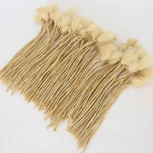 Vista 7 de Minilocs - Extensiones de rastas de 0.1 in, 100 hebras, extensiones de cabello humano rubio miel, marrón, trenzas de ganchillo