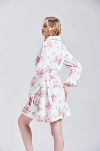 Vista 6 de Loungees Acogedor estampado de hoyuelos de forro polar con cuello de chal