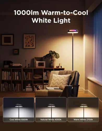 Vista 3 de Govee Uplighter - Lámpara de pie para sala de estar, proyector de ondulación RGBIC, lámpara de pie para dormitorio, compatible con SmartThings