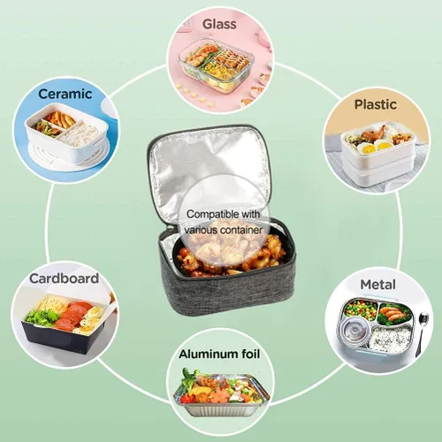 Vista 6 de Fiambrera portátil calentada para horno, mini horno, calentador de alimentos para automóvil, oficina, hogar, cocina, viajes, al aire libre, camping