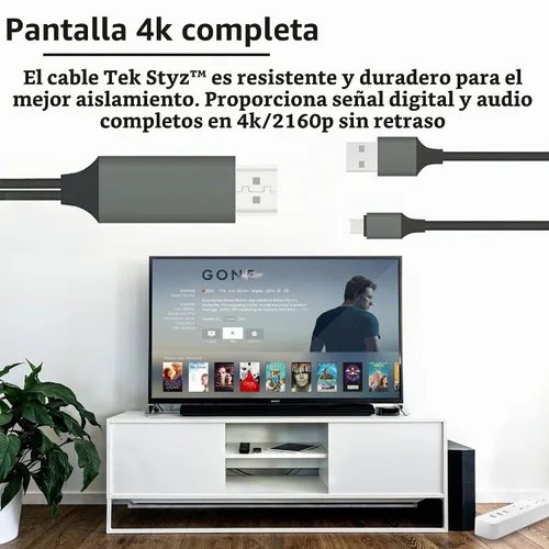 Vista 2 de Cable HDMI USB tipo C 4k alimentado compatible con Motorola ThinkPhone 25 / Moto G/Stylus /5G/2026/2025+ Plus carga USB a máximo 2160p @60Hz, cable