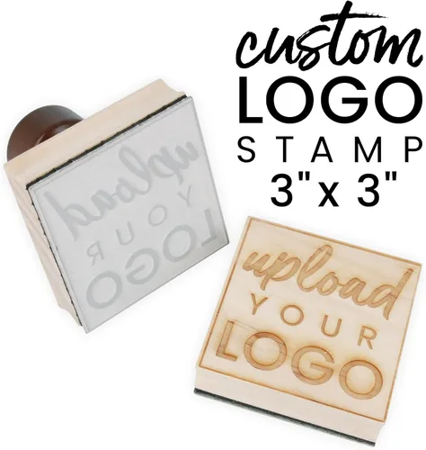 Vista 11 de ExcelMark Sello de logotipo personalizado, sello de goma de madera personalizado, carga tu propia imagen (1 x 1 pulgadas)