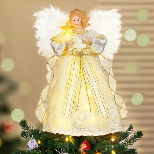 Vista 16 de Luxspire Estrella Superior para Árbol de Navidad, Luces LED de Metal con Purpurina 3D para Decoraciones Navideñas, Operada con Control Remoto y USB