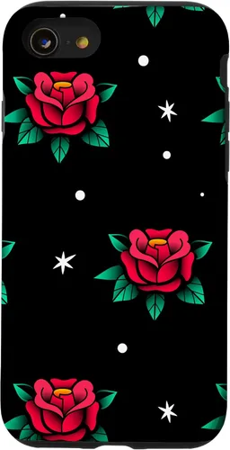 Vista 17 de Roses Fifties Black Red Rockabilly Pinup Rose Retro Fashion Case for iPhone 17