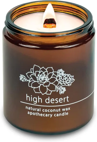 Vista 23 de Vela de mecha de madera agrietada Hemlock Park hecha a mano con cera de coco natural (grande de 16 oz, ámbar) Coconut Apricot Wax Crackling Wood