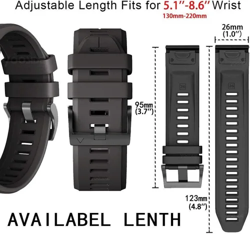 Vista 6 de Fenix 5X Plus - Correa de silicona para reloj, YOOSIDE de 0.086 pulgadas, ajuste rápido, impermeable, correa de repuesto para reloj Garmin Fenix